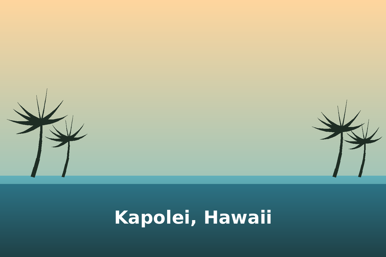 Kapolei, Hawaii coastline and palms